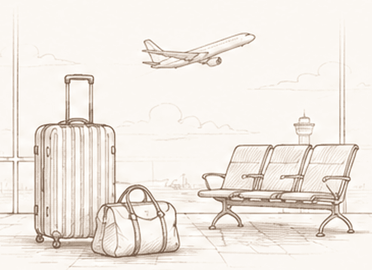 Suitcase in an airport lounge